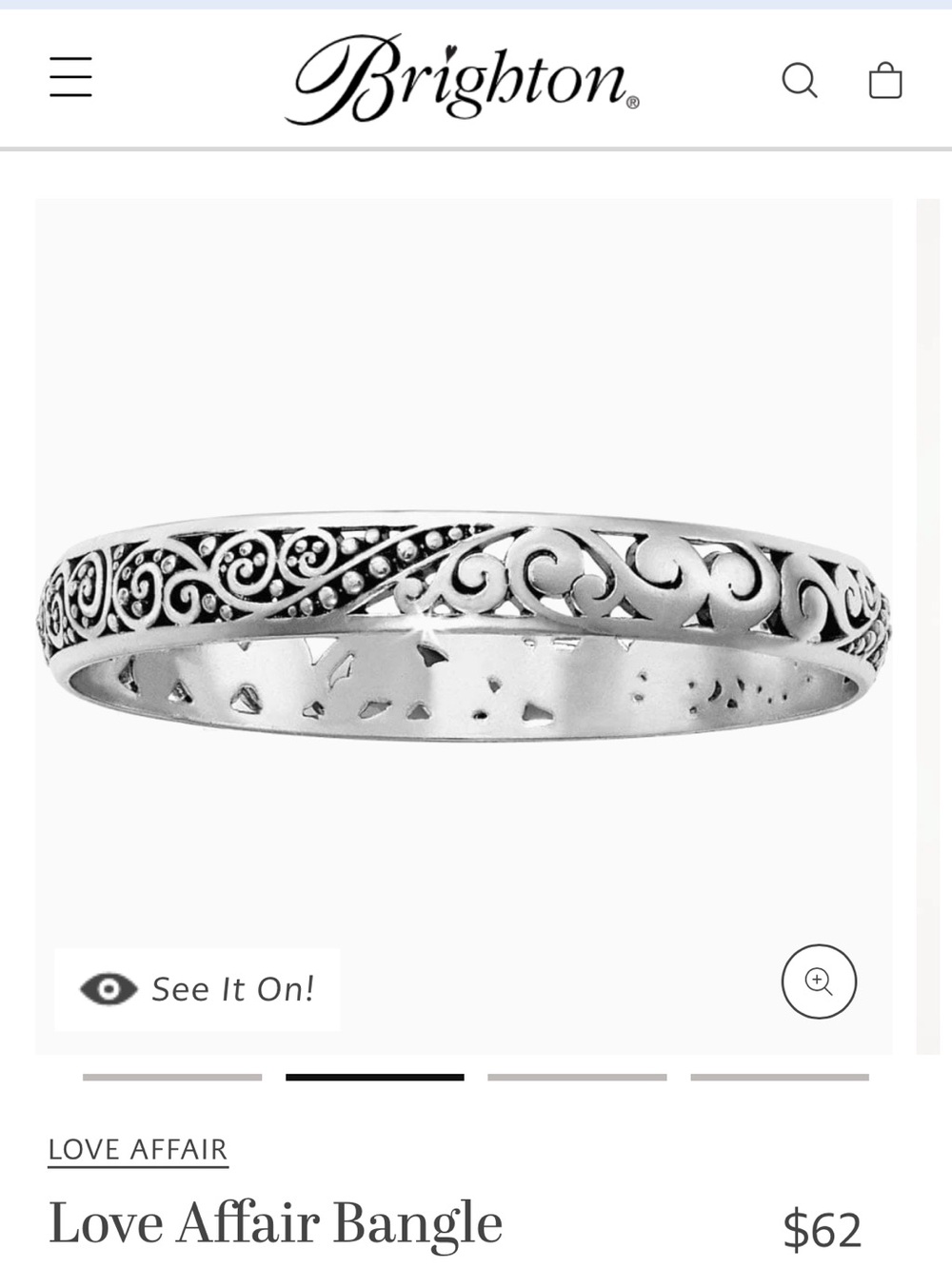 Brighton Love Affair Silver Plated Bangle